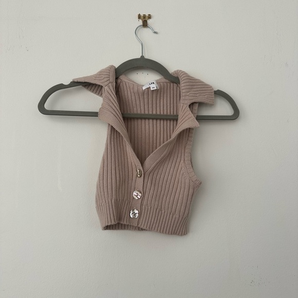 LPA Beige Ribbed Knit Top - Picture 1 of 3